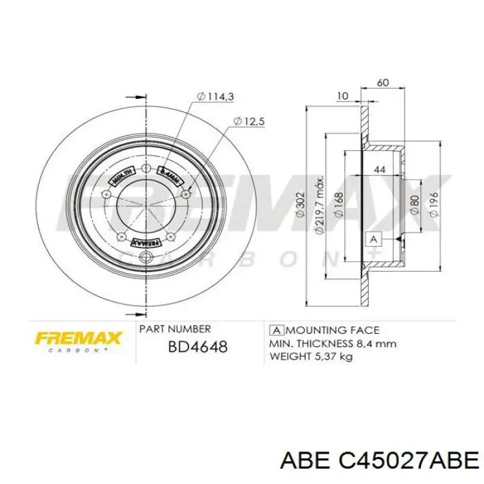 C45027ABE ABE disco de freno trasero