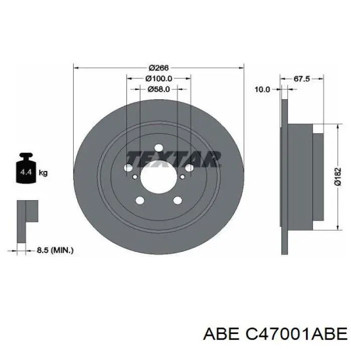 C47001ABE ABE disco de freno trasero