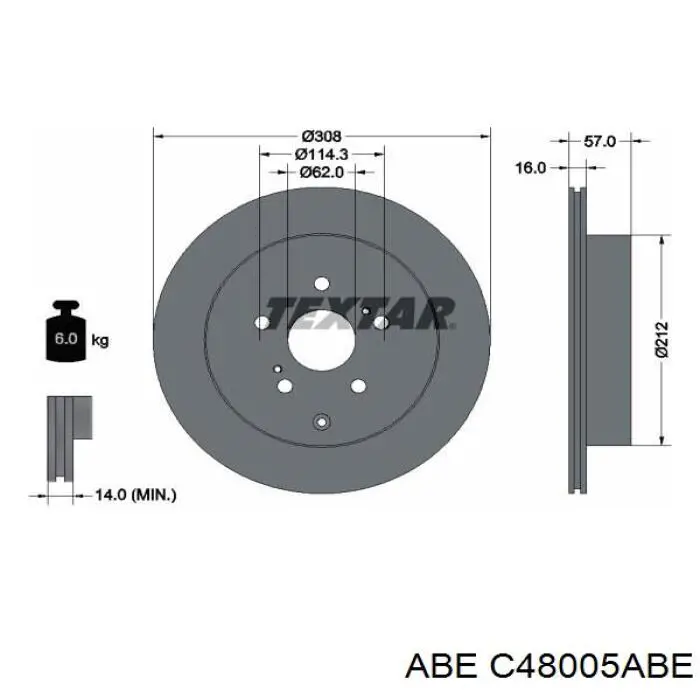 C48005ABE ABE disco de freno trasero