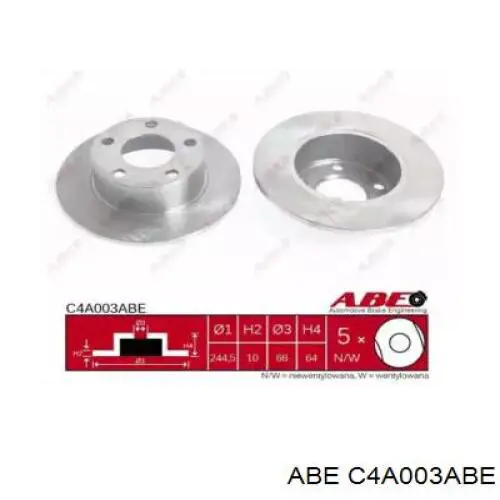Disco de freno trasero C4A003ABE ABE