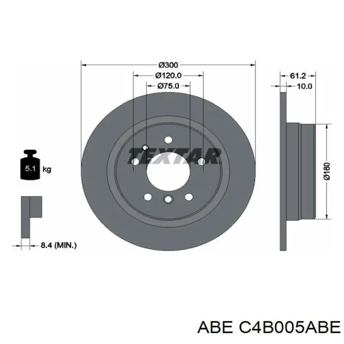 C4B005ABE ABE disco de freno trasero