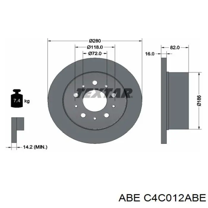 C4C012ABE ABE disco de freno trasero