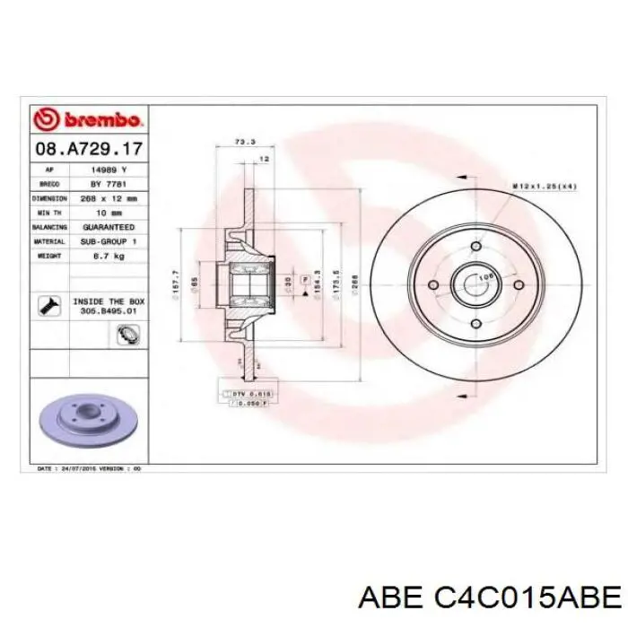 Comprar C4C015ABE ABE Disco de freno trasero