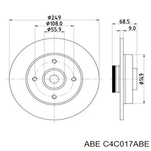 Disco de freno trasero C4C017ABE ABE