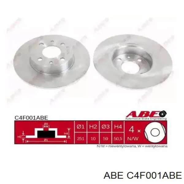 C4F001ABE ABE disco de freno trasero