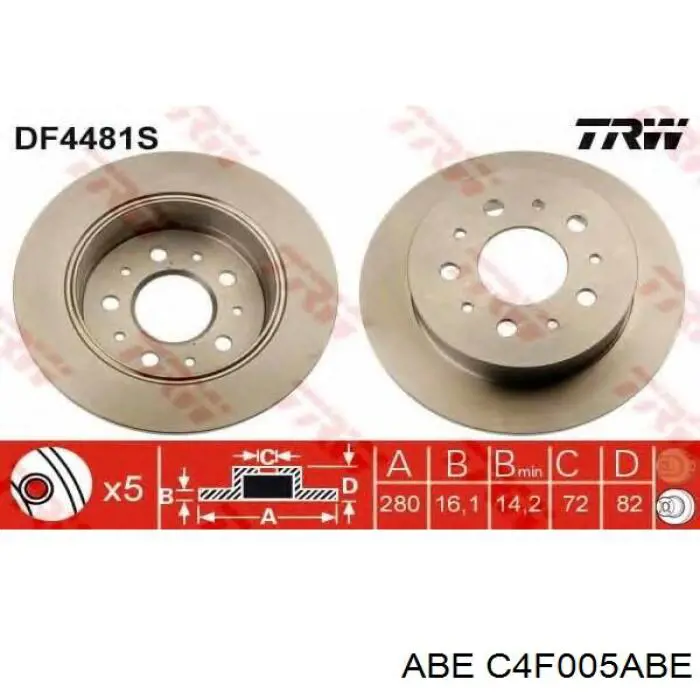 C4F005ABE ABE disco de freno trasero