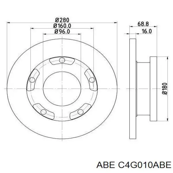 Disco de freno trasero C4G010ABE ABE