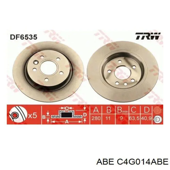 Disco de freno trasero Volvo V40 525, 526