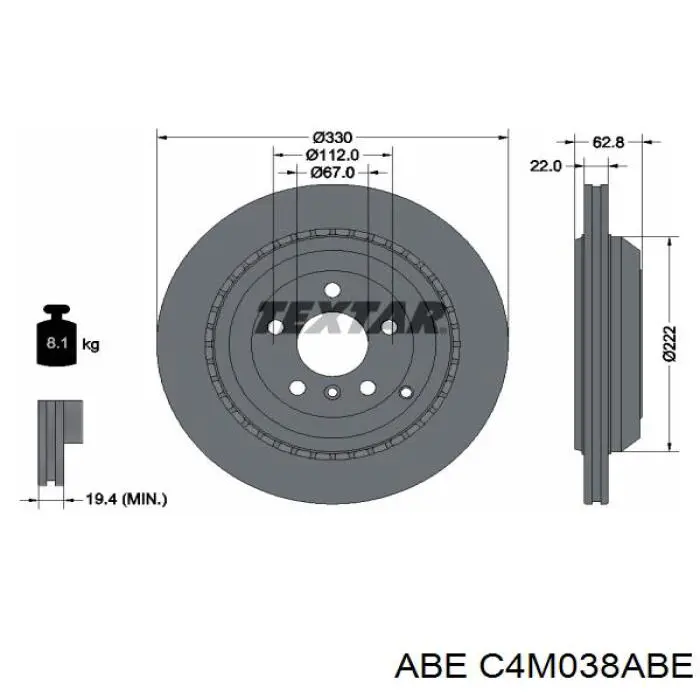 C4M038ABE ABE disco de freno trasero