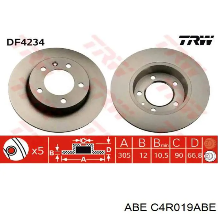 C4R019ABE ABE Freno de disco trasero