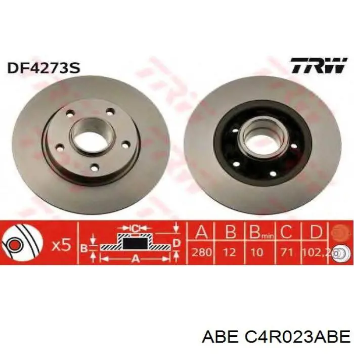 Comprar C4R023ABE ABE Disco de freno trasero