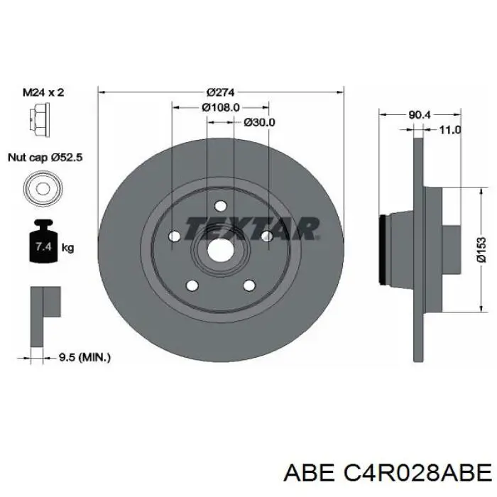 C4R028ABE ABE disco de freno trasero