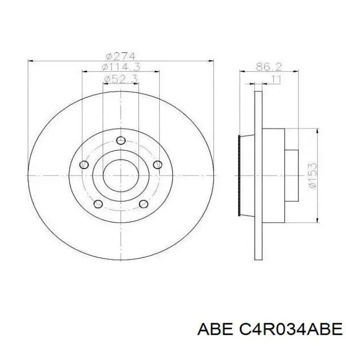 C4R034ABE ABE disco de freno trasero