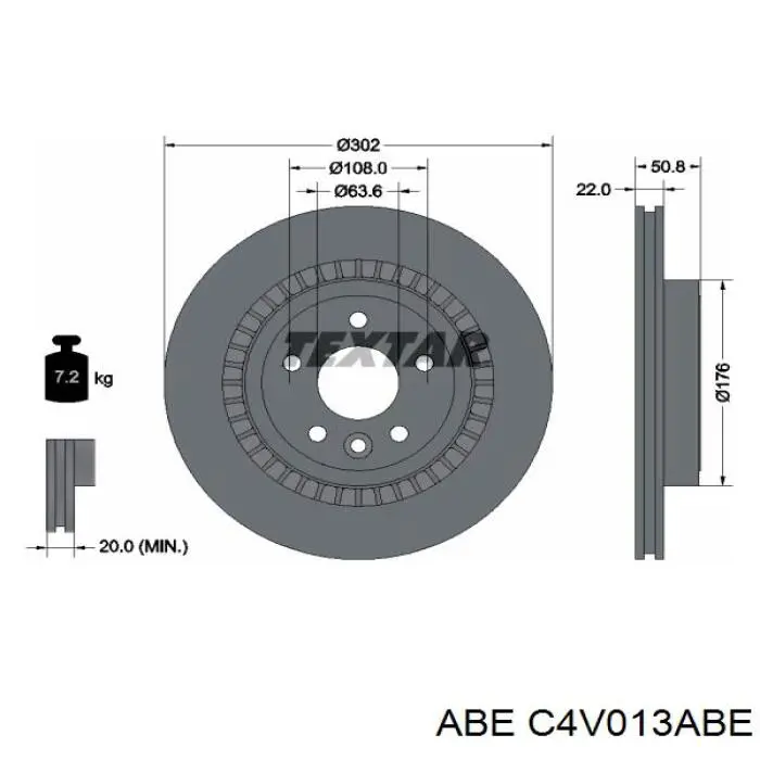 C4V013ABE ABE disco de freno trasero