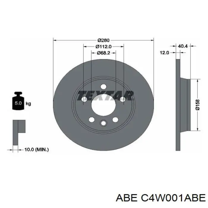 Comprar C4W001ABE ABE Disco de freno trasero
