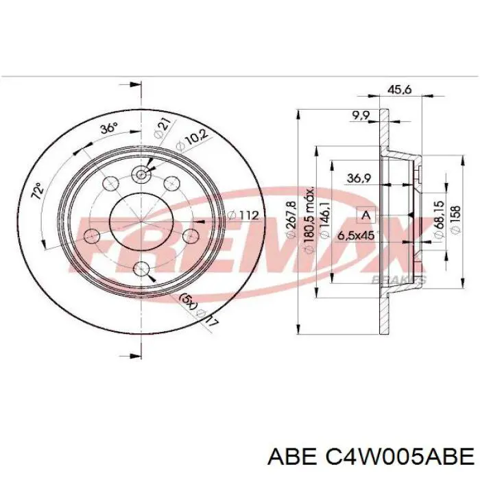 Comprar C4W005ABE ABE Disco de freno trasero