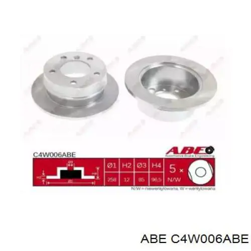 Comprar C4W006ABE ABE Disco de freno trasero
