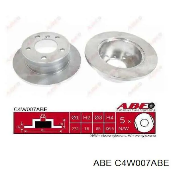 Comprar C4W007ABE ABE Disco de freno trasero