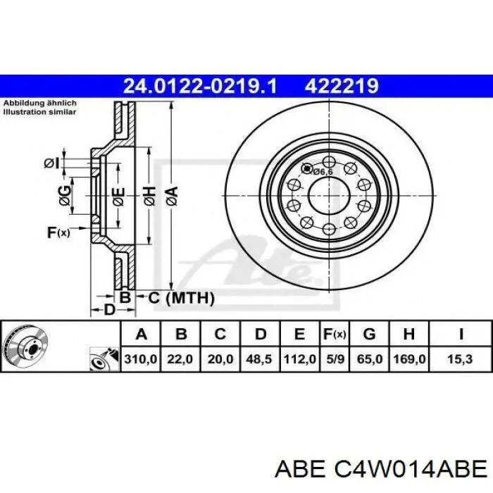 Disco de freno trasero C4W014ABE ABE