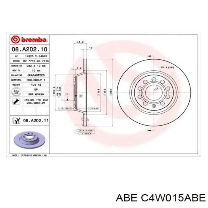Comprar C4W015ABE ABE Disco de freno trasero