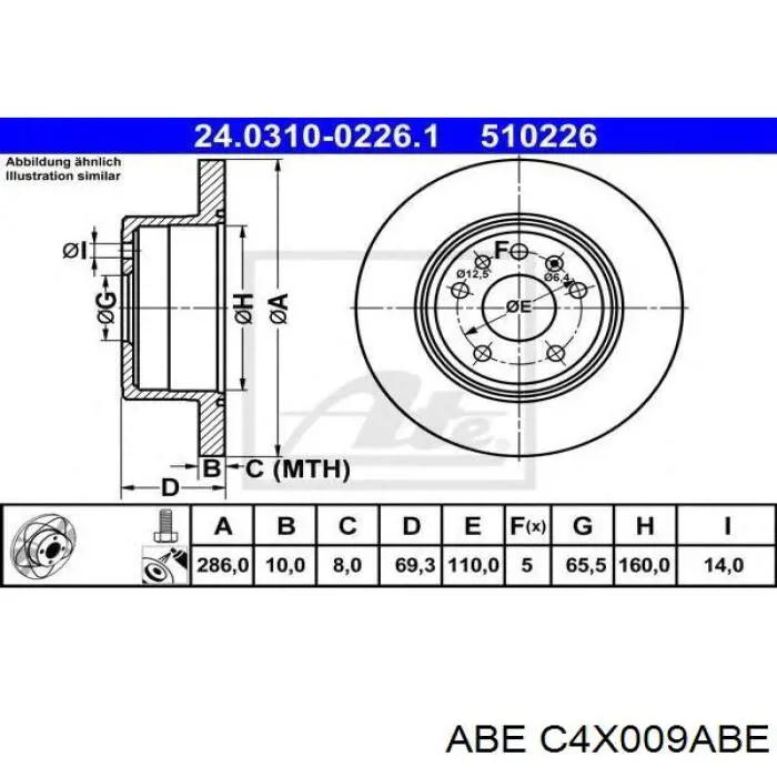 C4X009ABE ABE disco de freno trasero