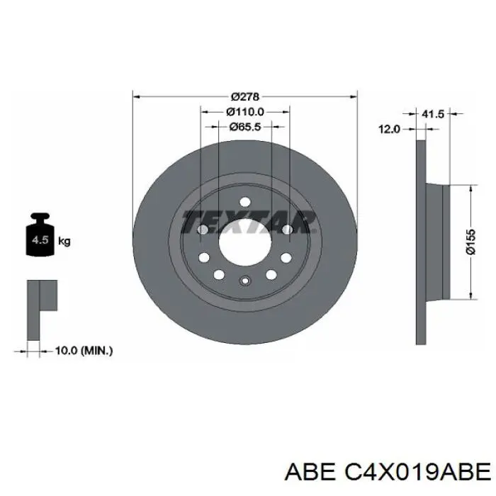 Comprar C4X019ABE ABE Disco de freno trasero