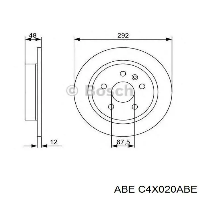 Disco de freno trasero C4X020ABE ABE