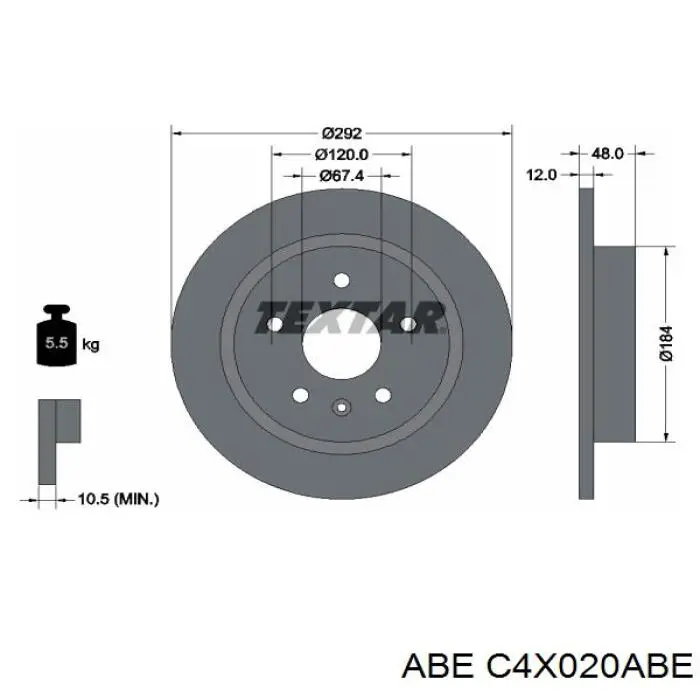 Disco de freno trasero C4X020ABE ABE