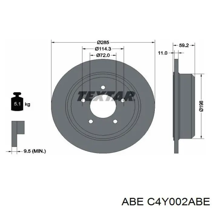 C4Y002ABE ABE disco de freno trasero