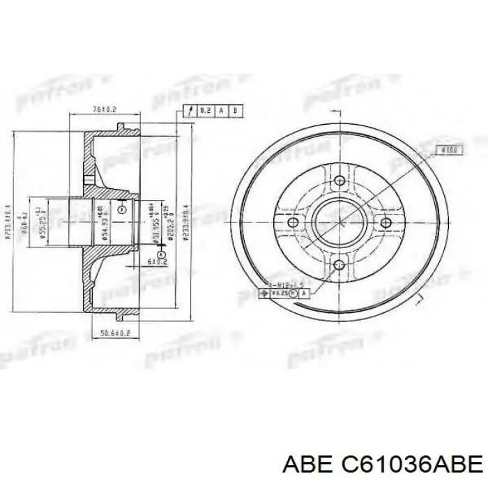 Tambor de freno trasero C61036ABE ABE
