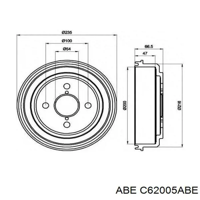 Tambor de freno trasero NPS T340A02