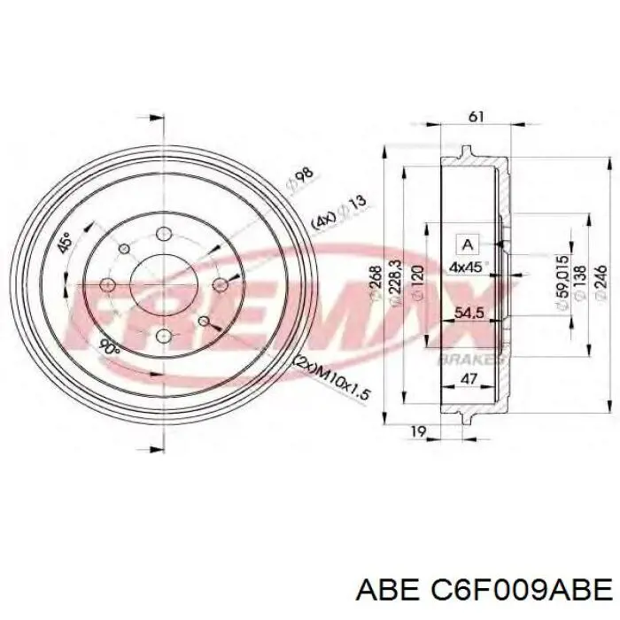 Tambor de freno trasero ABE C6F009ABE