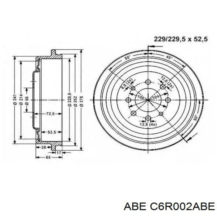 Tambor de freno trasero C6R002ABE ABE