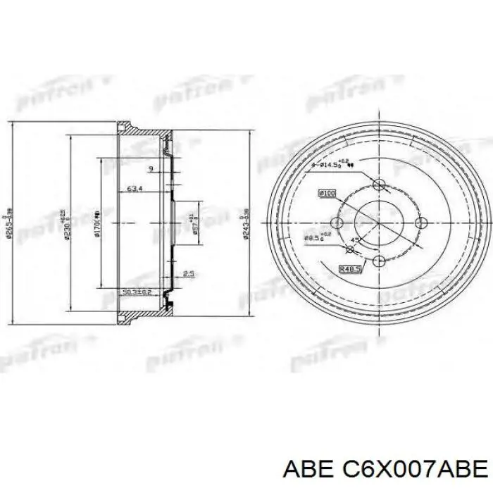 Tambor de freno trasero ABE C6X007ABE