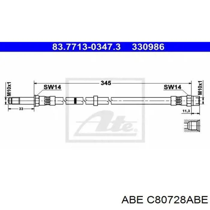 C80728ABE ABE latiguillo de freno delantero