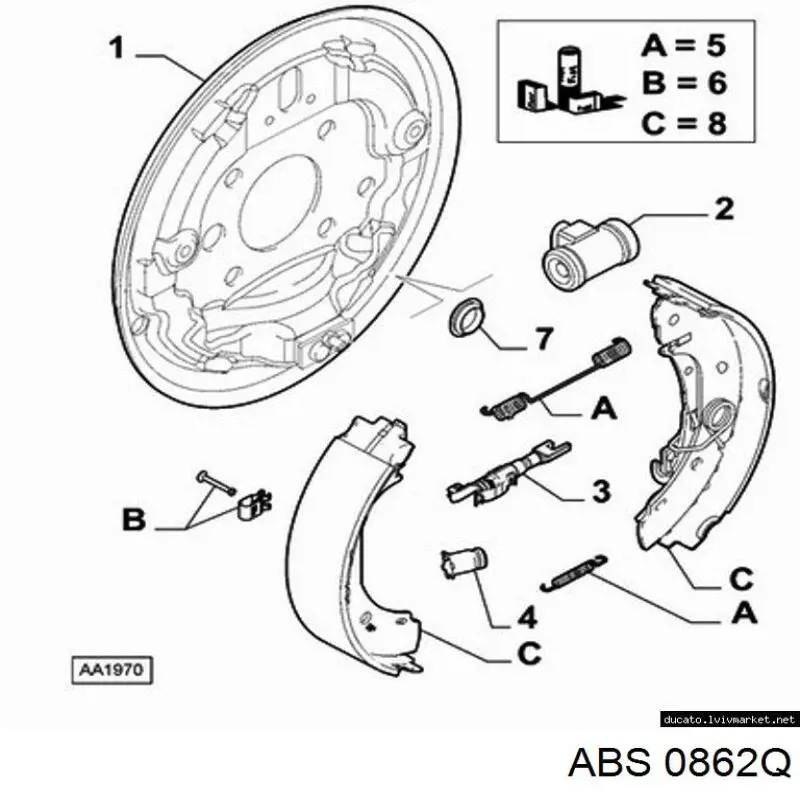 7550862 Fiat/Alfa/Lancia Kit de montaje de zapatas de freno traseras