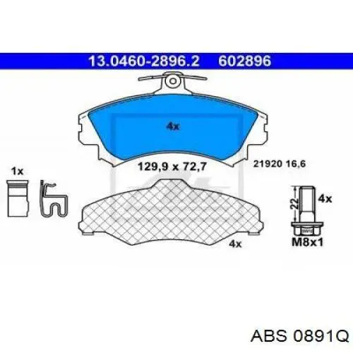 0891Q ABS kit de montaje, zapatas de freno traseras