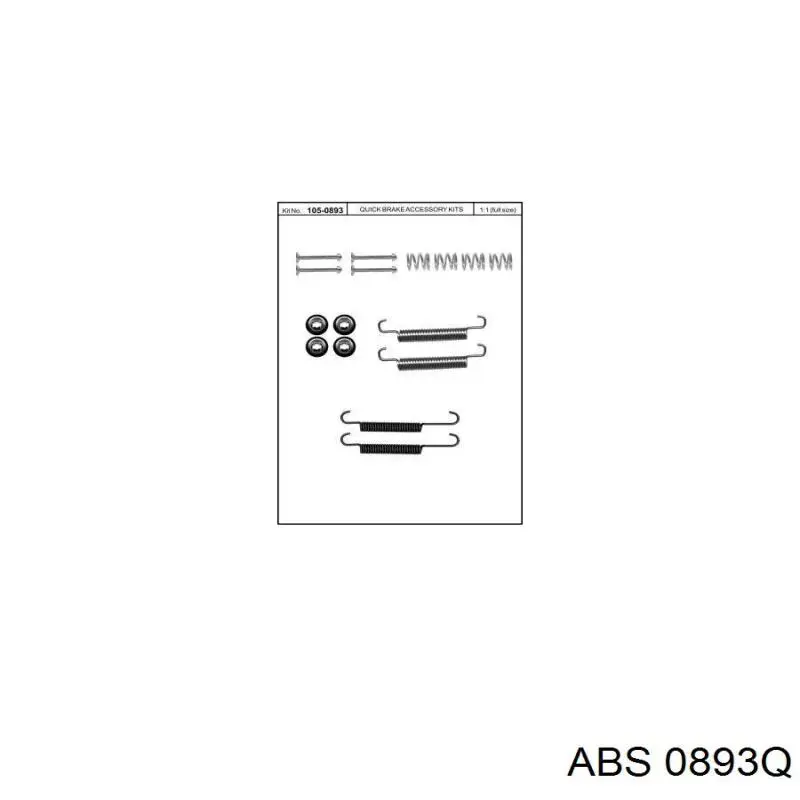 0893Q ABS kit de montaje, zapatas de freno traseras