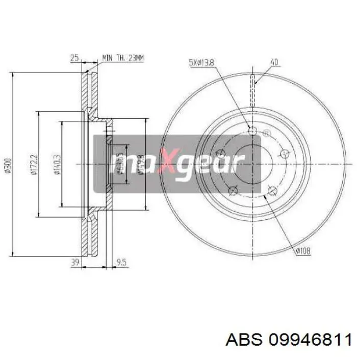 Freno de disco delantero Volvo V40 525, 526