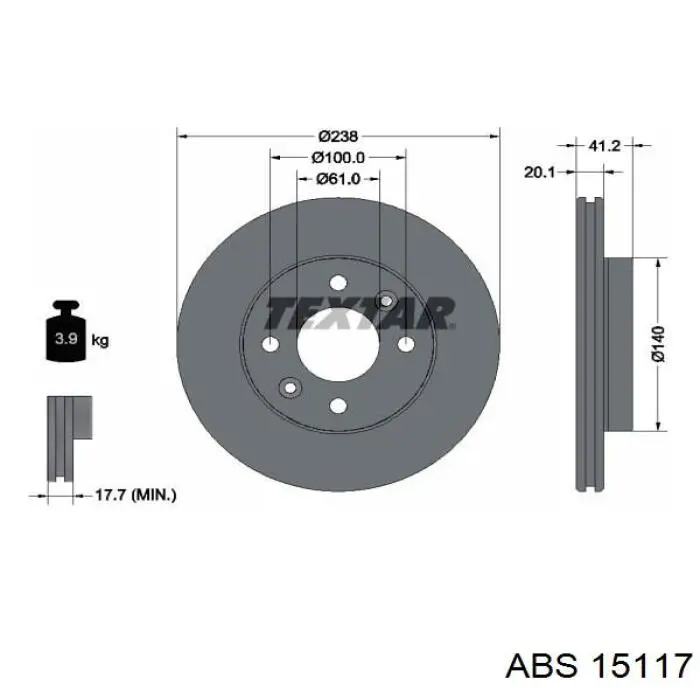 15117 ABS disco de freno delantero