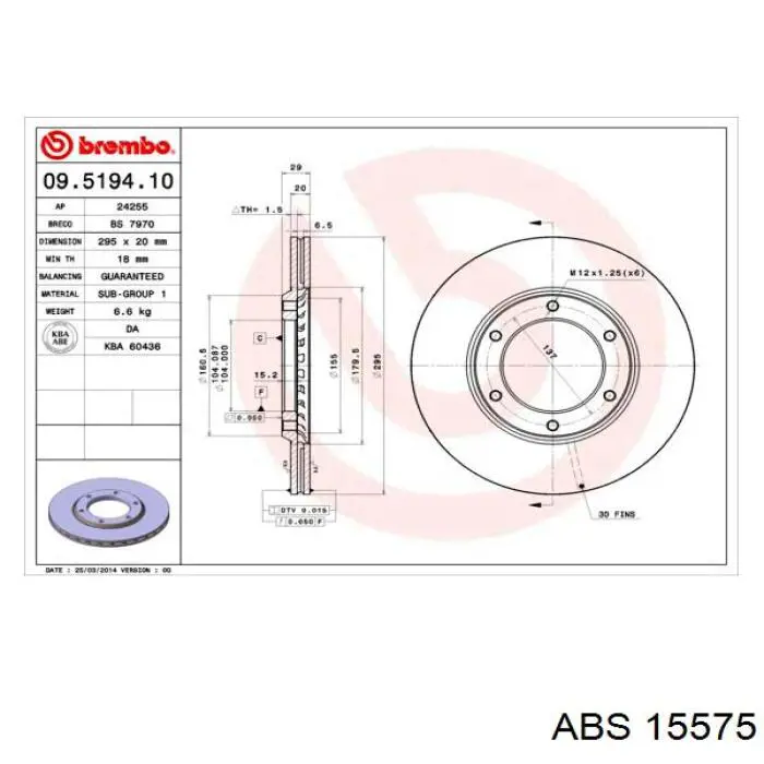 Frenos delanteros ABS 15575 precio, desde 38,67 EUR