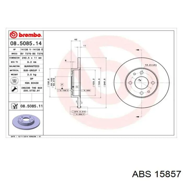 Disco de freno trasero Alfa Romeo 146 930