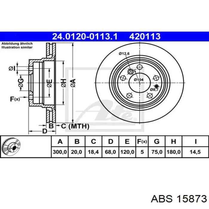 15873 ABS disco de freno trasero