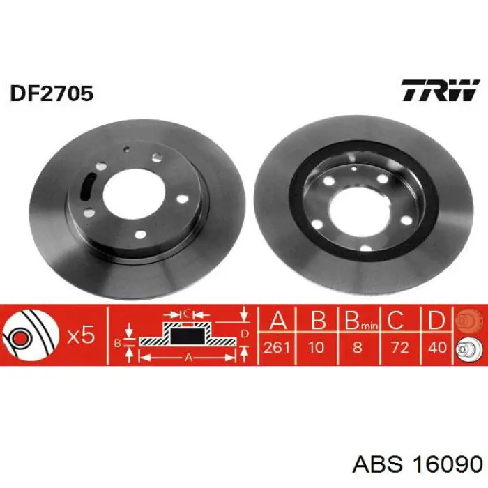 Disco de freno trasero ABS 16090 precio, desde 36,02 EUR