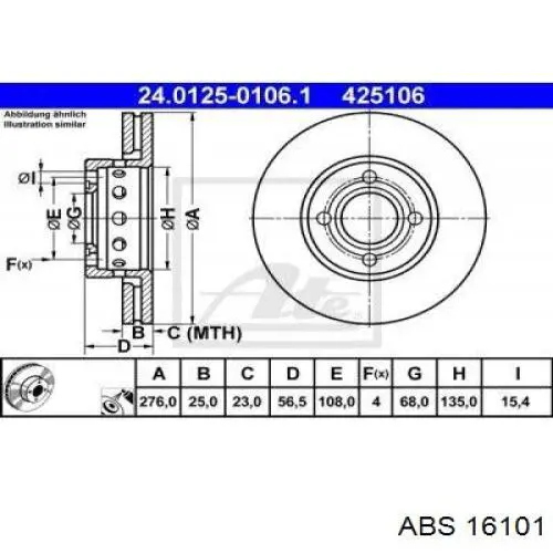 16101 ABS freno de disco delantero