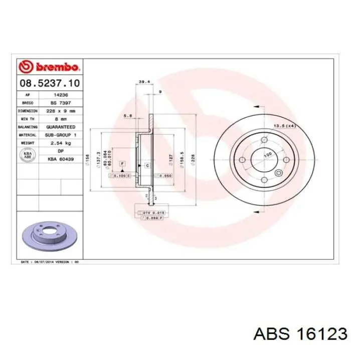 16123 ABS disco de freno trasero