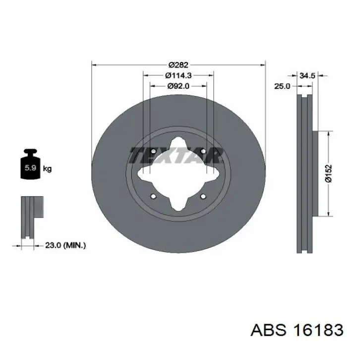 Frenos delanteros ABS 16183 precio, desde 46,29 EUR