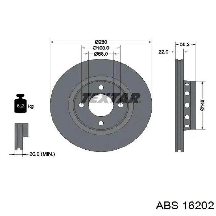 16202 ABS disco de freno delantero