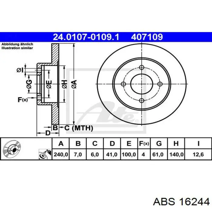 16244 ABS disco de freno trasero