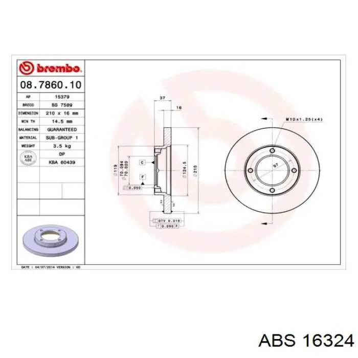 16324 ABS freno de disco delantero